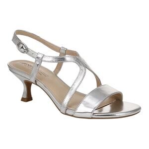 LifeStride Women's Nolita Strappy Slingback Dress Sandals Silver Size 8 1/2 W